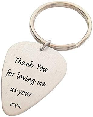 Father's Day Gifts Guitar Pick KeyChain Thank You For Loving Me As Your Own Stepdad Gift stepmom gift