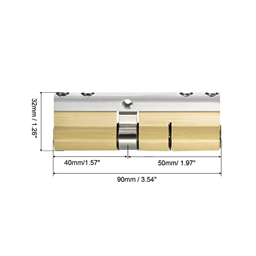 PATIKIL 40/50 (90mm Overall) European Double Lock Cylinder, Door Cylinder Lock with 8 Keys for Wooden Doors Aluminum Doors - Image 2