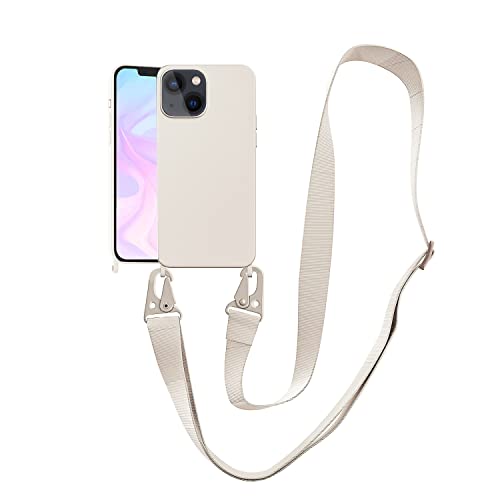 Image of Compatible with iPhone 14 Plus Case with Lanyard Crossbody iPhone Case with Strap Adjustable Shockproof Drop Protection Silicone Phone Cover for iPhone 14 Plus 6.1'' Stone