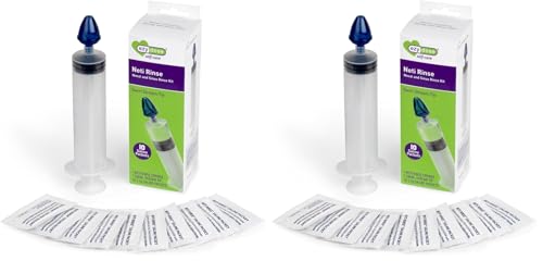 Image of EZY DOSE Sinus and Allergy Relief Syringe, Nose Rinse Kit for Home or Travel, Nasal Irrigation for Sinus Pressure and Congestion Relief, Easy to Use, Includes 10 Saline Packets, BPA Free,(Pack of 2)