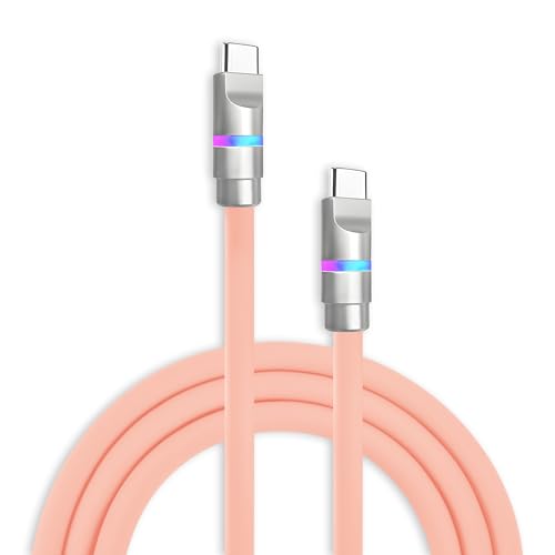 Image of chubbycable Neon Chubby - Fast Charge Cable with Smart Light RGB Color Gradual Light Up LED USB Charging Cable, Pink, Type-C to Type-C, 0.82 FT