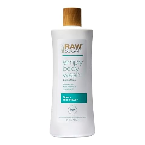 RAW SUGAR Simply Body Wash - Shea + Rice Flower (25 Fl Oz, Pack of 1) Moisturizing & Soothing Bath & Shower Gel, Formulated without Sulfates & Parabens, Vegan Cover