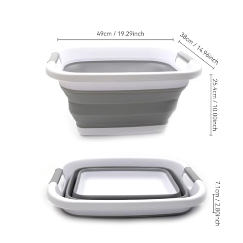 SAMMART 25L Zusammenklappbarer Wäschekorb / -wanne - faltbarer Aufbewahrungsbehälter/Organizer - tragbarer Waschbehälter - platzsparender Korb - Kofferraum-Aufbewahrungsbox (Grau)