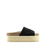 Modelisa - Sandalia Alpargata Plataforma Esparto Destanolada Mujer (Negro, numeric_38)