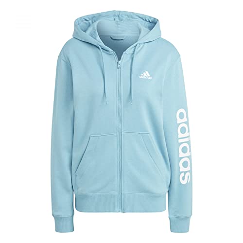 adidas Damen Essentials Linear Hoodie, preloved Blue/White, M