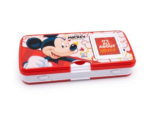Image of SKi Homeware Pencil Box with Calculator, WHITEBOARD and A Marker | Free Stationery | Ideal for School Kids | Gift for Party Favours or Birthdays | Mickey