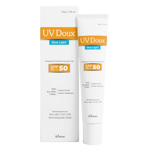 UV Doux Blue Light Tinted Sunscreen Gel SPF 50 PA+++ | India’s No.1 Dermatologist Recommended Brand | UVA/UVB & Blue Light Protection, Benzene Free| Matte Finish | Oily & Acne-Prone Skin | 30 g