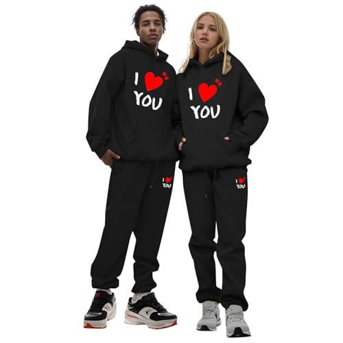 Ensemble jogging couple imprimé cœur le cadeau idéal pour l'automne hiver