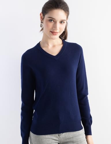 Women's Merino Wool Blend Sweater Fall Winter V Neck Long Sleeve First-Line Ready to Wear Seamless Knit Sweater3