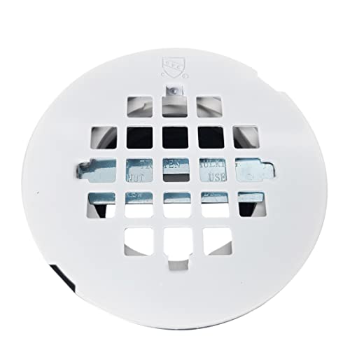 Image of Westbrass A206P-50 2 inch No-Caulk PVC Compression Shower Drain with 4-1 /4 inch Round Grid Cover, Powder Coat White