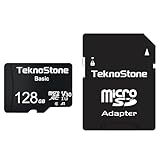 TEKNOSTONE Basic 128GB Micro SDXC Memory Card with Adapter Up to 90MB/s Read Speed U3 V30 A1 Rated HD Video Support TF Card for Dashcams Security Cameras Tablets Phones (1 Pack)