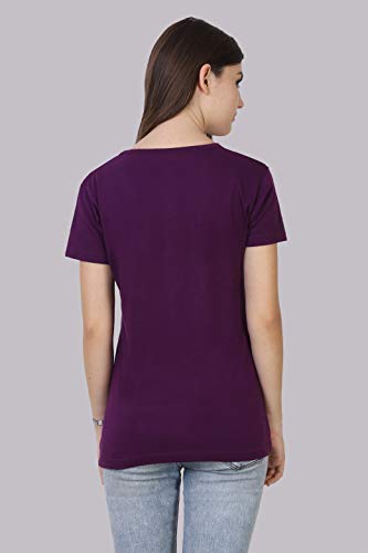 Image of FLEXIMAA Women's Cotton Plain Round Neck Half Sleeve T-Shirt