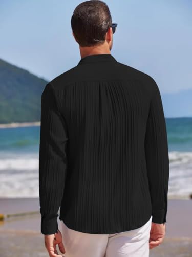Image of Leriya Fashion Shirt for Man New |Textured Shirts for Men | Long Sleeve Button Down Shirt |Beach Holiday Trendy Evening & Vacation Outfit