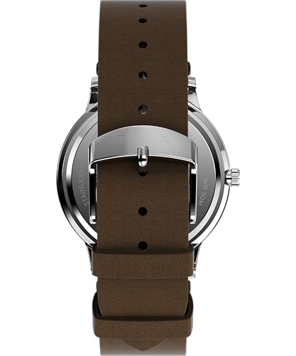 Timex Waterbury Herenhorloge, 40 mm, Bruine Leren Band, Witte Wijzerplaat, Roestvrijstalen Kast, TW2Y29500 - Afbeelding 4