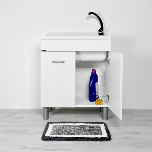 Jo-Bagno.it Mobile lavatoio lavnaderia L 70 P 40 in legno ATHENA con pilozzo e sifone resistente ad acqua e umidità (70 x 40)