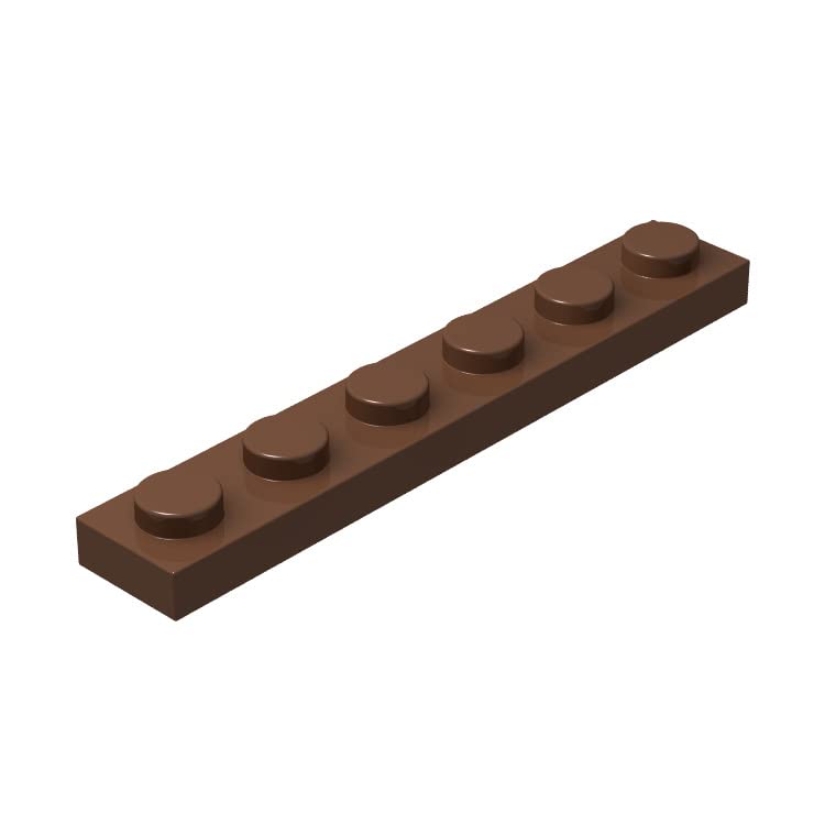 Classic Brown Plates Bulk, 100 Piece Set, Compatible with Lego Parts and Pieces: 1x6 Brown Plates