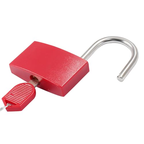 Image of BokWin 2 Pack Keyed Padlock Luggage Locks Red ABS Plastic Covered Copper Padlock for Jewelry Box Laptop Bag Backpack Gym Locker