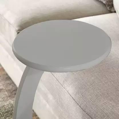 Image of C-Shape Round Table of Modren Style with Engineered Wood for Space Saving Storage for Living Room, Bed Room, Office, Farm House etc (Grey)