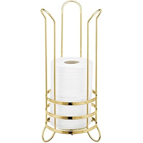 mDesign Dekorativer freistehender Toilettenpapierhalter Ständer mit Aufbewahrung für 3 Rollen Toilettenpapier Cover