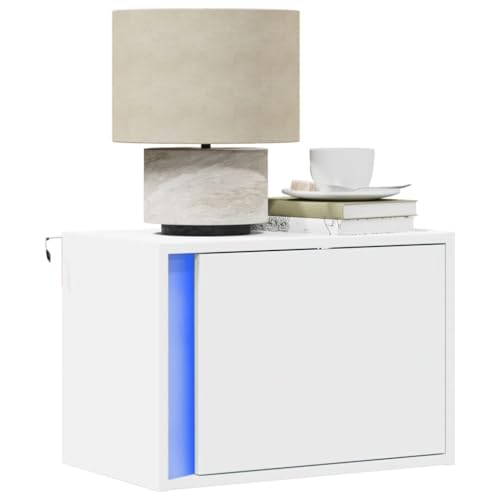 Juroupi Mesita de Noche de Pared con Luces LED mesillas de Noche mesita Flotante Dormitorio Mesa de Noche Blanco - 852089