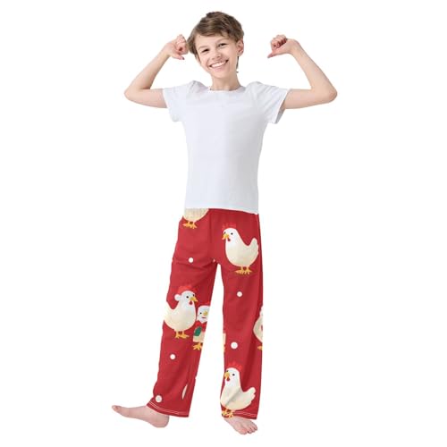 ZZXXB Chicken Snow Boys Long Pants Soft Trousers Elastic Waist Kids Lounge Bottoms with Pockets S-XL3