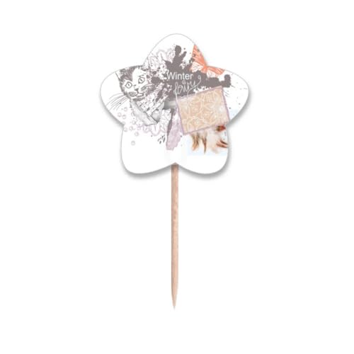 Cupcake picks chat en peinture à l'encre pour décoration de gâteau de fête
