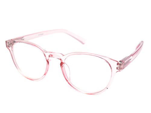 ColorViper shoolboy fullRim Lightweight Reading spring hinge Glasses (Z2 Transparent Pink, 2.25)