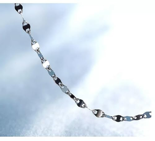 Collier en platine 950 véritable de 2,3 mm, maille lèvres raffinée de 43 cm