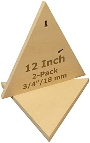 Studio Papilia 3/4" Thick MDF Triangle, 12 inches 2-Pack | Smooth Unfinished Wooden Shape | Art Panel | Wood Boards Crafts | DIY Plaque Plank Cutout | Blank Sign Tray | Artist Painting | Fiberboard