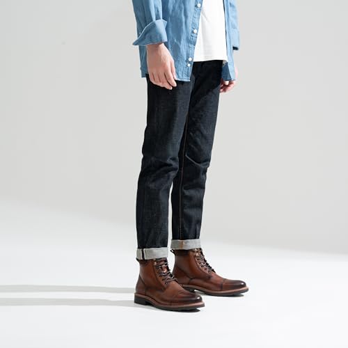 Image of Jousen Mens Chukka Boots Leather Dress Boots for Men Retro Ankle Boots Mens High Top Boots