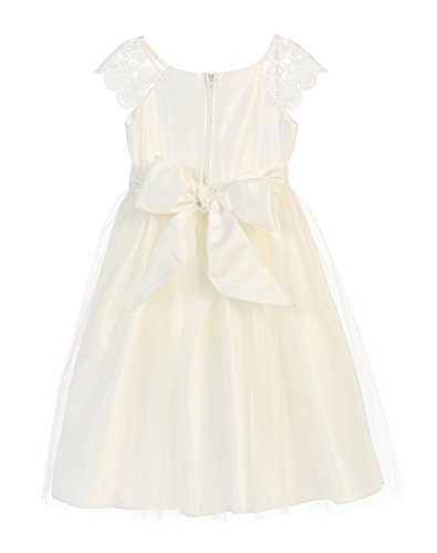 Sweet Kids Lace Sleeve with Tulle Vintage Flower Girl Dress2