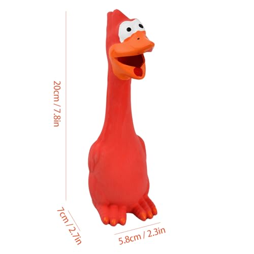 Quietschendes Hundespielzeug Tukan Gummihuhn - Leicht Zu Klingen, Beiß- Und Verschleißfest Aus Latex Für Große Und Kleine Hunde (Rot)