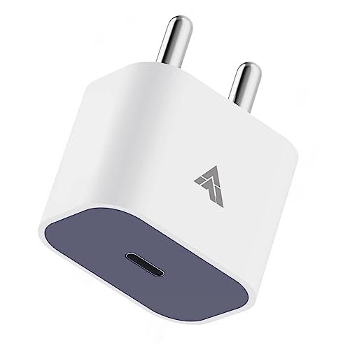 Image of DR VAKU 20W Charger Type C Adapter for iPhone 17 /17 Air /17 Pro /17 Pro Max, iPhone 16 /15 /14 /13 /12 /11 Series with PD 3.0, BIS Certified USB-C 20 Watt Fast Charging Adaptor - White & Navy Blue