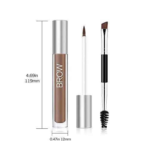 ZSSEMEI Waterproof Eyebrow Gel for Long Lasting, Highly Tinted Liquid Eye Brow Makeup, Sweatproof, Natural (Black Brown)
