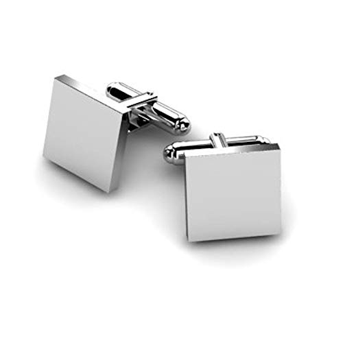 Sterling Silver Classic Square Custom Cufflinks for Men - Luxury Men's Cuff Links With Elegant Gift Box - Crafted With .925 Sterling Silver - Suitable for All Occasions