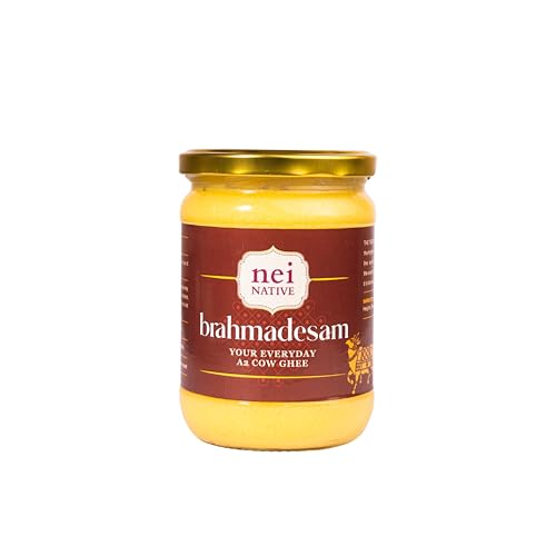 Image of Brahmadesam A2 Cow Ghee Bilona Method 500 Ml | Pure and Natural Desi Cow Ghee with Traditional and Vedic Hand Churned Ghee Method | Ghee for Cooking and Daily Nutrition, Glass Jar
