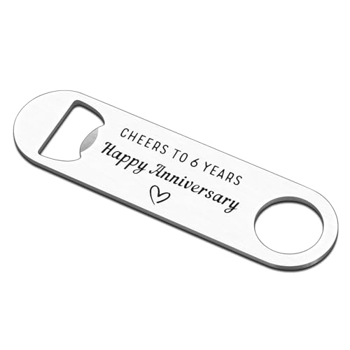 Apribottiglie per 6° anniversario di matrimonio, regalo per uomo, in ferro, per 6° anniversario, regalo per lui e lei, regalo di matrimonio per uomini e donne, anniversario per marito, moglie,