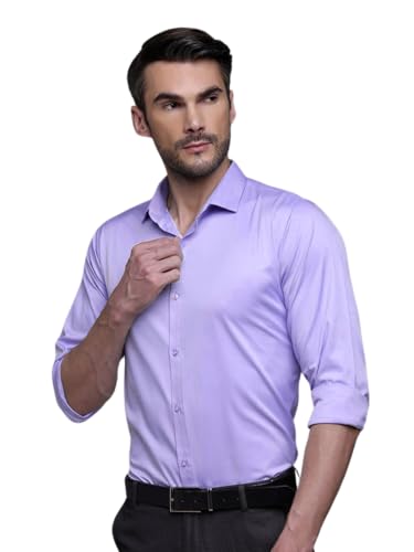 Image of IndoPrimo Men's Satin Shirt with Spread Collar Neck Line Solid Pattern Full Sleeves Regular Fit Western Style and Standard Length