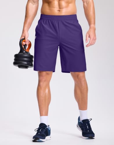 Image of GGJ Men's Lightweight Athletic Shorts with 2 Zipper Pockets 7 inch /9 inch /5 inch Gym Workout Running Quick Dry Tennis Shorts for Men