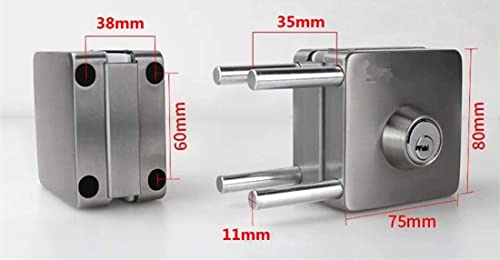 Ranbo No-Drill Frameless Double-Sided Glass Door Lock, 304 Stainless Steel, for 10-12 mm Glass Doors, with 5 Keys - Image 4