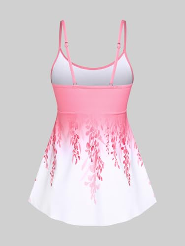 Rosegal Women Plus Size Two Piece Modest Tankini Swimsuit Floral Ombre Boyleg Padded Tankini2