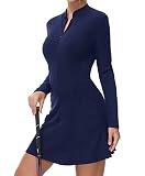 RIVABETH Women's Golf Tennis Dress with Pockets Long Sleeve Moisture Wicking Sports Athletic Dress w
