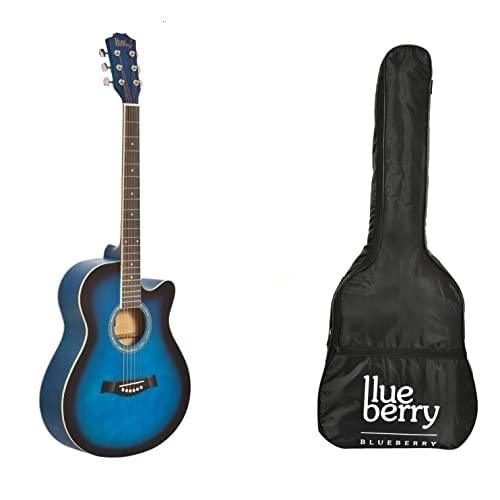 Image of BLUEBERRY B-40, Acoustic Guitar Kit Inbuilt Truss Rod with Bag, Belt, One Pack Strings & Picks - 40 Inch (Blue)