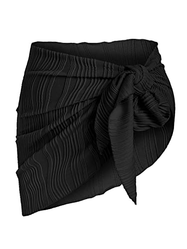 Image of ZAFUL Women's Sarong Coverups Beach Wrap Sheer Bikini Cover Up Mini Skirt | Wraps Swimwear, Cover Ups for Swimwear, Multi-Wear, Texture, Floral