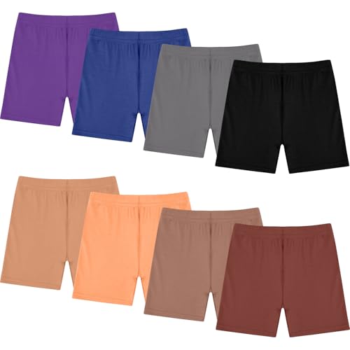Image of Boyiee 8 Pack Girl Toddler Bike Cartwheel Shorts | Biker Under Dress Shorts, Kid Dance Clothes, Soft Stretchy Leggings for Gymnastics, Sports, Yoga, Cycling, Multicolor