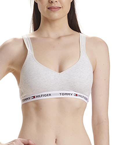 Tommy Hilfiger Bralette de algodón clásico de levante ligero de las mujeres, Verde Pálido Jaspeado, X-Large