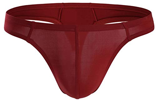 SBL Ropa Interior para Hombres, bañador, Tanga para Hombres de Seda de Hielo,Rojo,XL