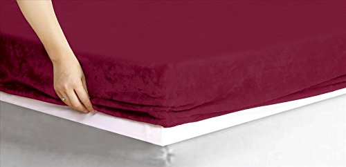 ForenTex - Sábana Bajera Ajustable, (AL-4026), Rojo, Invierno, Cama 135 cm, con Tacto Seda de sedalina, nacarina, de 250 gr/m2, exclusivas.