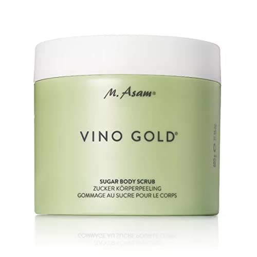 M. Asam VINO GOLD Sugar Body Scrub (600 g) - gently removes dead skin cells for instantly smoother & supple skin, with natural sugar crystals, grape seed oil & vitamin E, vegan skin care