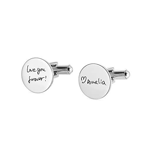 Mancuernillas personalizadas redondas para hombre en acero inoxidable miniatura 1